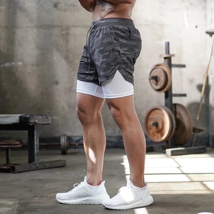 Shorts Camo Running Shorts Men Gym Sports Shorts 2 In 1 Quick Dry Workout Training Gym Fitness Jogging Short Pants Summer Men Shorts