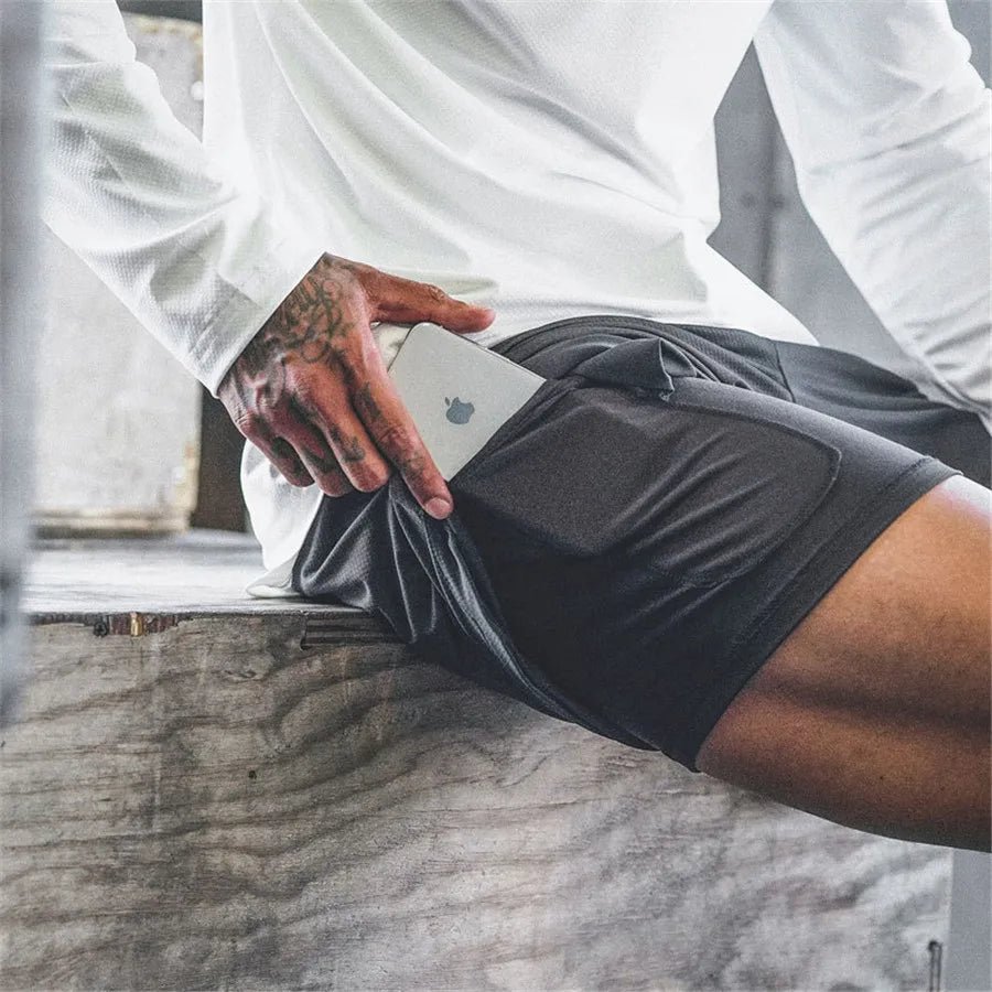 Shorts  Sportswear Double-deck Running Shorts 2 In 1 Beach Bottoms Summer Gym Fitness Training Jogging Short Pants Men