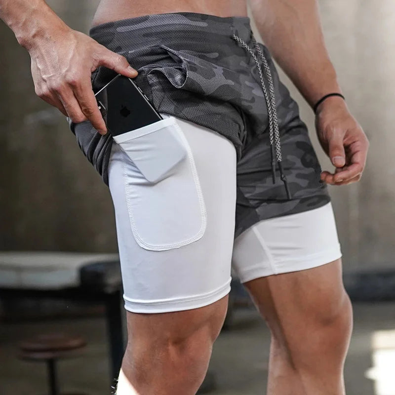Shorts Camo Running Shorts Men Gym Sports Shorts 2 In 1 Quick Dry Workout Training Gym Fitness Jogging Short Pants Summer Men Shorts