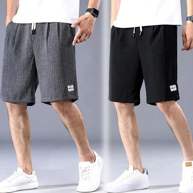 Shorts  Lce Silk Shorts Men's Thin Sports Cropped Pants Loose Straight Leg Cool Breathable New Fashion Trend Casual XL-XXXL